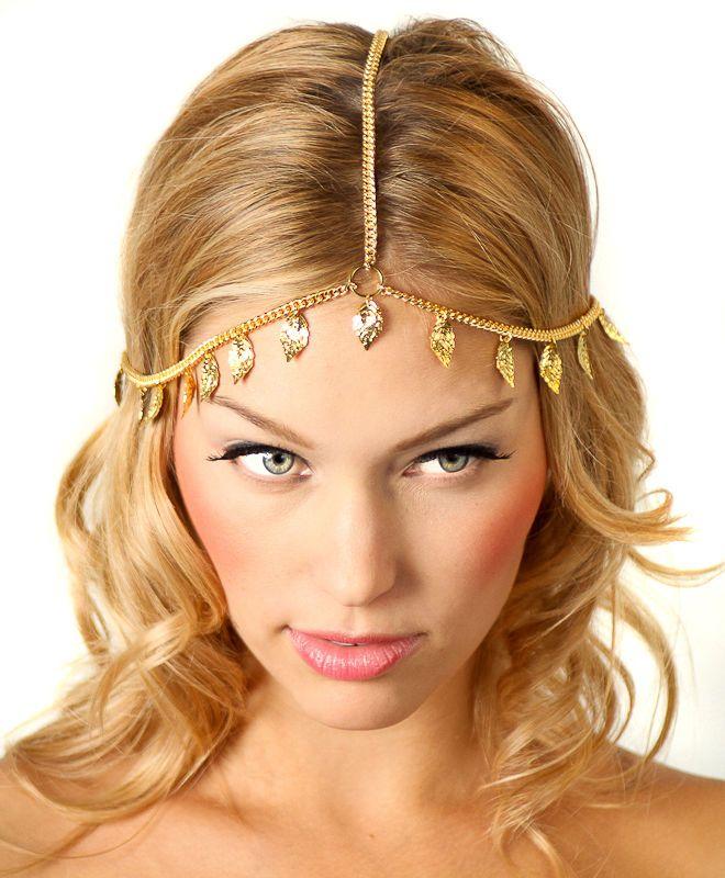 Hochzeit - Kettenblattkopfstück Stirnband griechischen Stil Gold Silber