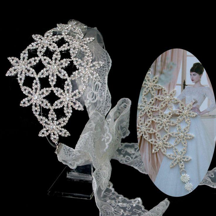 Wedding - Luxurious Rhinestone Wedding Bridal Headband Flower Lace Hair Accessory