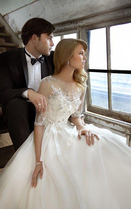 Свадьба - 2014 Новый Белый/цвета Слоновой кости полурукава Свадебное Платье Бальное Платье нестандартного Размера