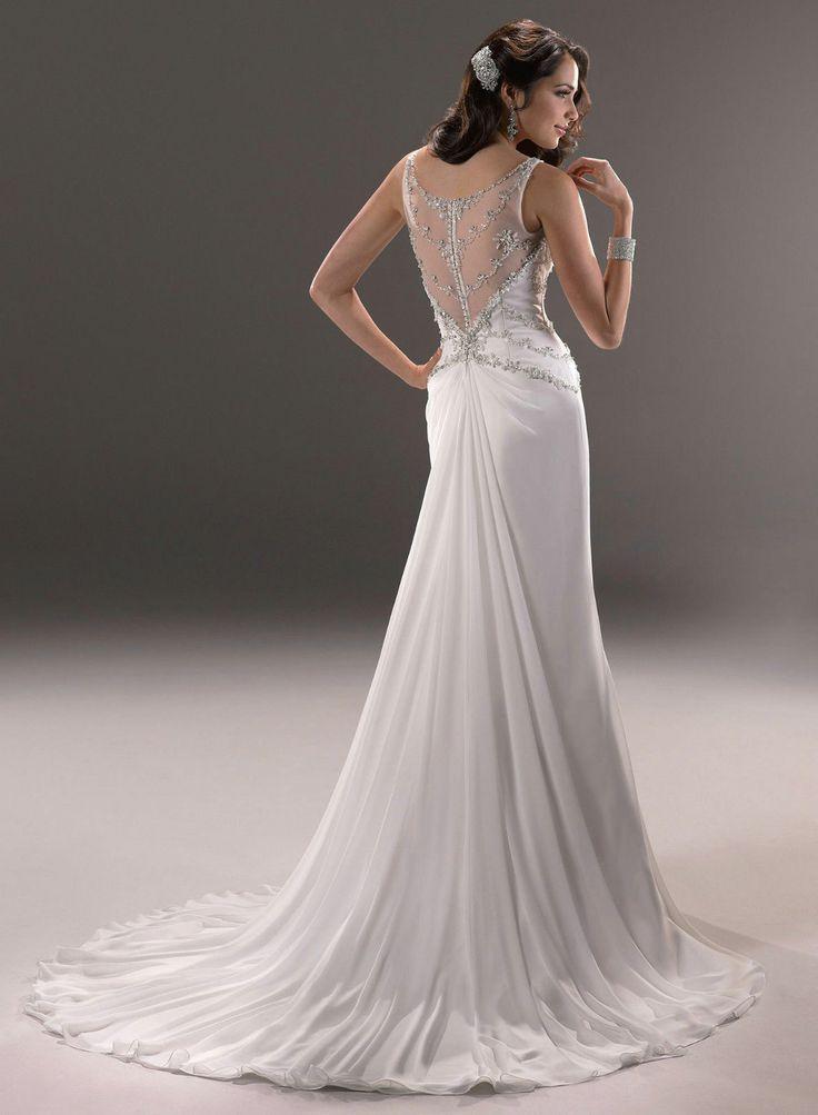 زفاف - 2014 جديد الشيفون الأبيض / العاج فستان الزفاف ثوب الزفاف الحجم 4 6 8 10 12 14 16 18