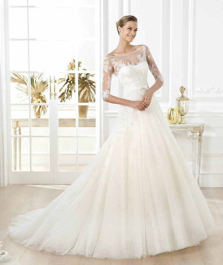 Hochzeit - 2014 Neu Weiß / Ivory Half-Hülse A-Linie Brautkleid Größe 4 6 8 10 12 14 16 18