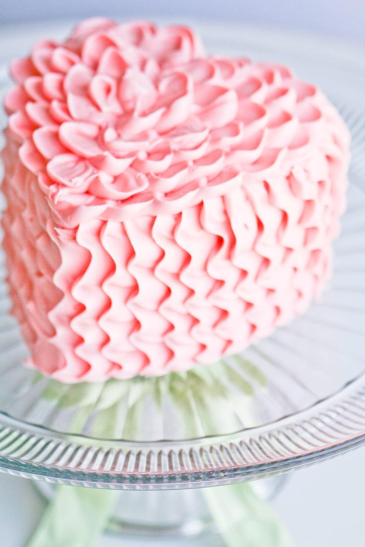 Wedding - Mouth-Watering Pink Heart Ruffle Cake