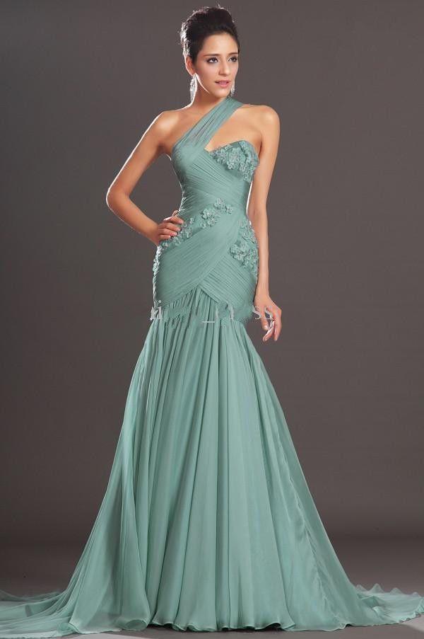 One Shoulder Applique Mermaid Evening Formal Dress Party Prom Club