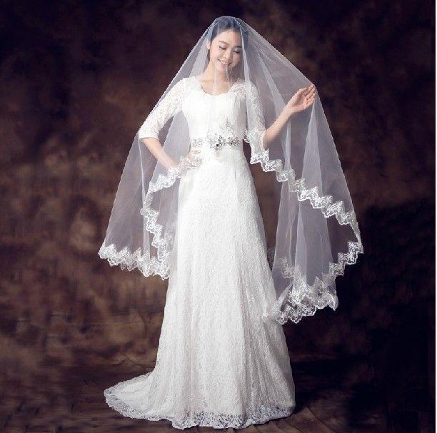 زفاف - 2013 العاج / أبيض قصير الرباط الزفاف الحجاب زينة 60 بوصة تول الأعلى