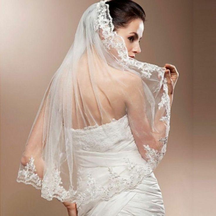 زفاف - 1 طبقة العظام السيارات الرباط الزفاف الحجاب الأبيض العاج طول الإصبع الحجاب الزفاف 91CM