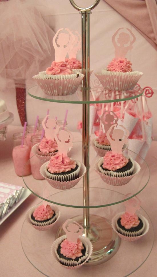 Wedding - Pink and brown ballerina wedding cupcakes
