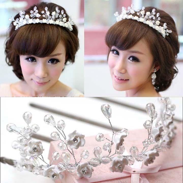 Mariage - Nuptiale strass en cristal de fleur réglable coiffe casque de cheveux Tiara HR214