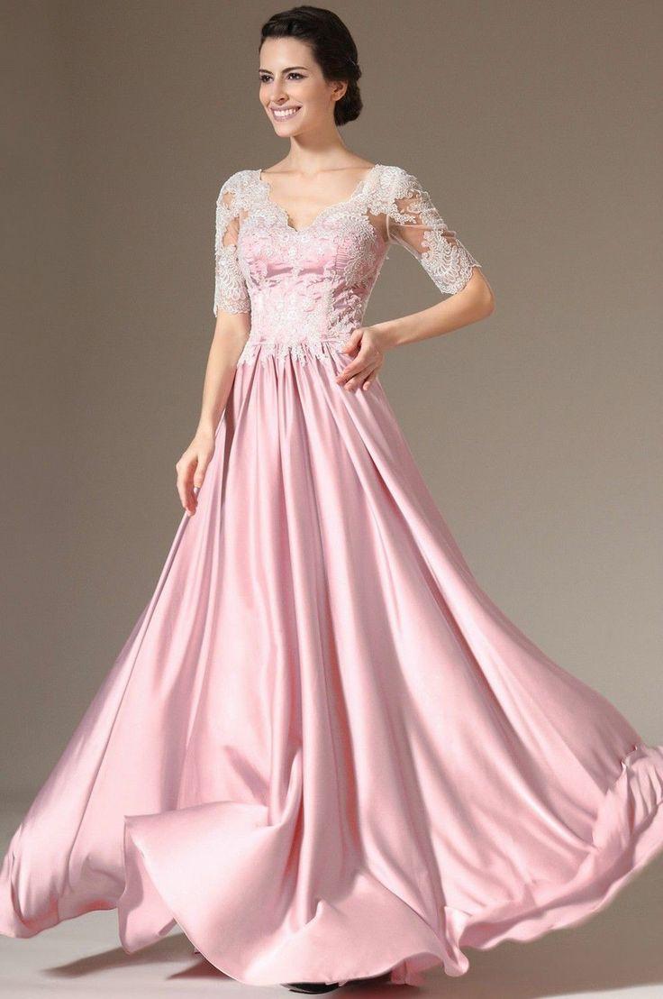 Wedding - V-Neck Half Sleeve Evening Formal Prom Party Cocktail Dresses Wedding Gowns