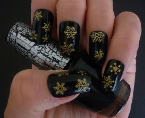 Wedding - Details About Christmas Gold Snowflakes Design 3D Nail Art Stickers Decals - NEW UK SELLER (6)