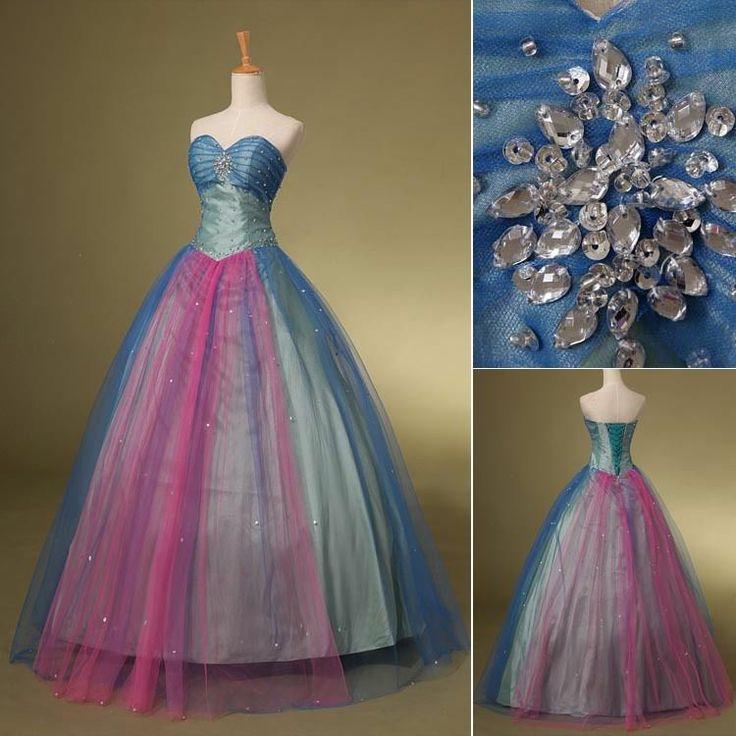 Mariage - Colorful Sweetheart A-Line perles strass Robes de mariée Robes de bal
