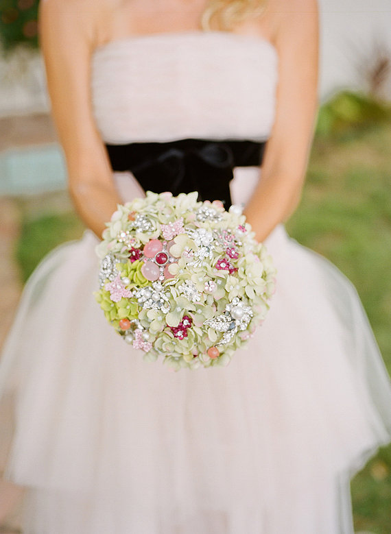 Wedding - Deposit on a spring flower brooch bouquet -- made-to-order wedding bridal bouquet - New
