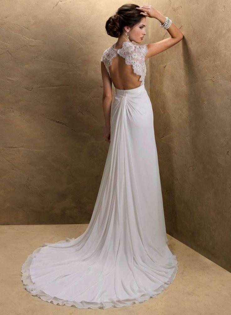 Mariage - Sexy Blanc / ivoire Mode d'épaules en mousseline de soie des robes de mariée Applique personnalisée