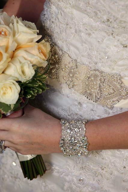 زفاف - Wedding Dress Crystal Pearls Beaded Embellishment Sash Belt