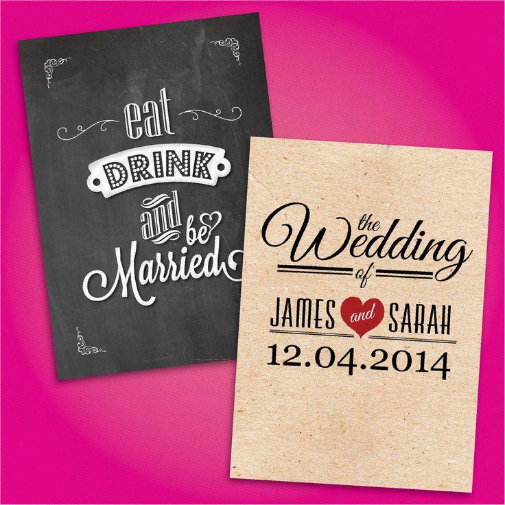 Mariage - Personalised Wedding Invitations With Envelopes ★Day & Evening Invites ★ Vintage