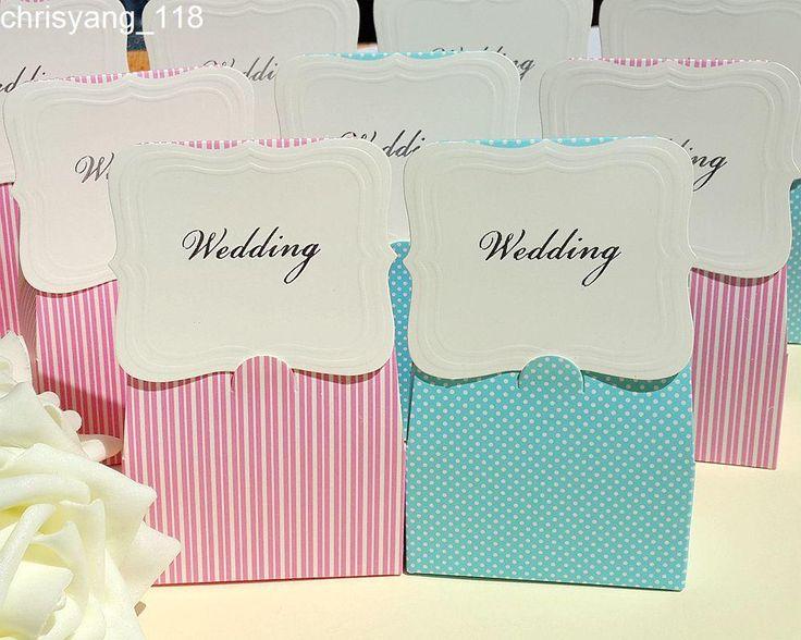 Mariage - Pink Stripe / Light Blue Polka Dot Candy Boxes Wedding Party Favors Gift Boxes