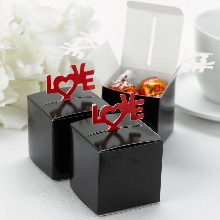 Свадьба - 25 Black Pop Up Love Design Wedding Party Favor Boxes Can Be Personalized