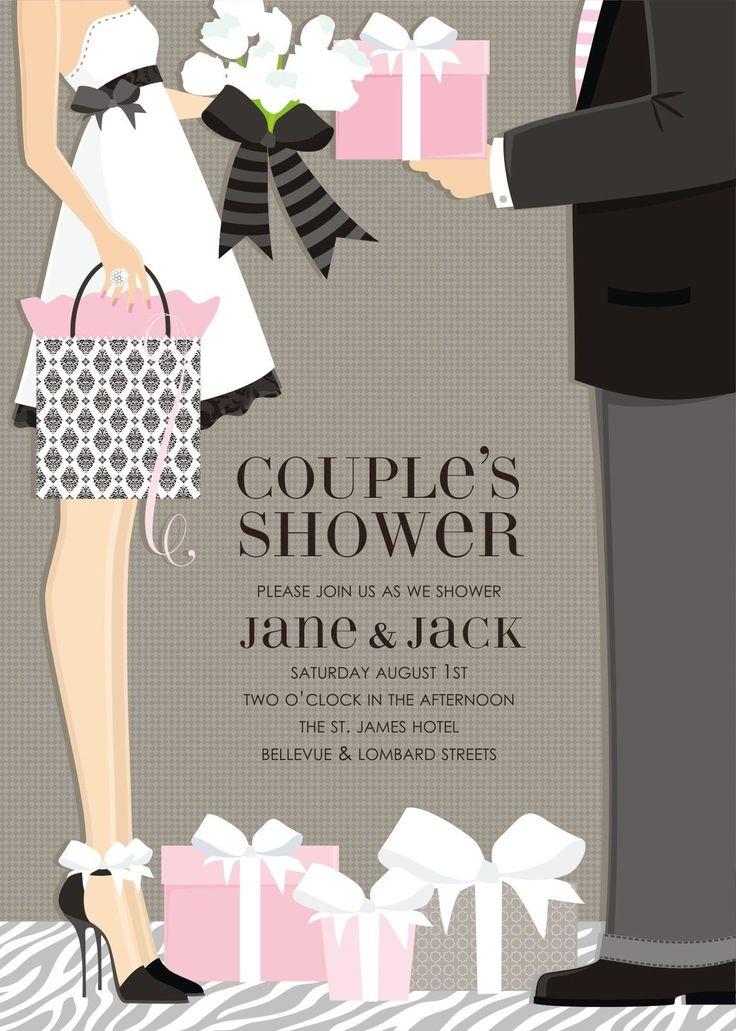 زفاف - 10 Doc Milo Printable Grey Classic Couple Bridal Shower Party Invitations
