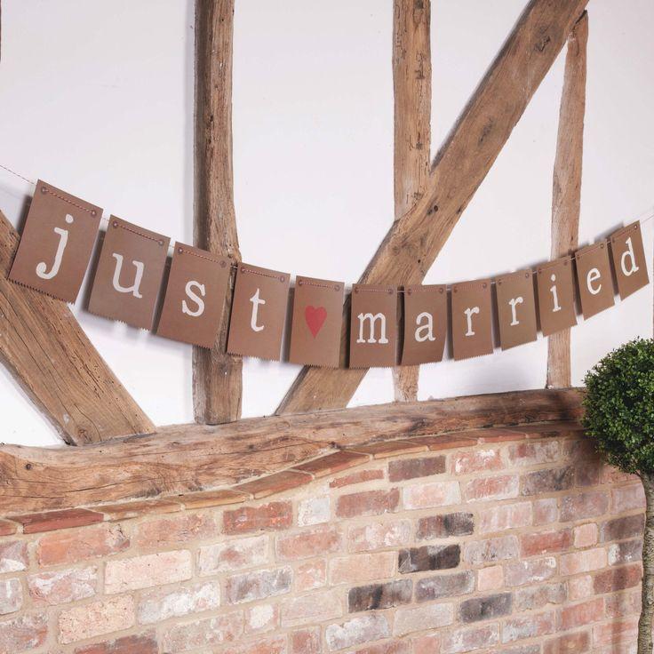 Mariage - Just Married Brown Paper Bunting 