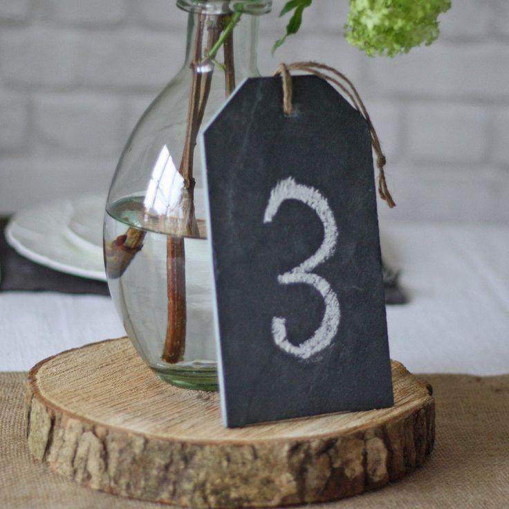 Wedding - 1 X Natural Slate Luggage Tag - Wedding Table Number / Sign (large)
