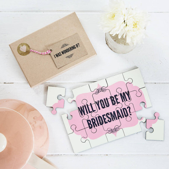 زفاف - Personalised 'Will You Be My Bridesmaid?' Jigsaw - Engagement Announcement Gift for Bridesmaids - New