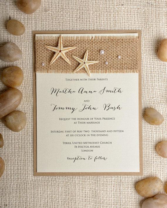 Mariage - Custom listing (100) Starfish wedding Invitation, Beach Wedding Invitation, Destination Wedding Invitation, Rustic Wedding  Invitations - New