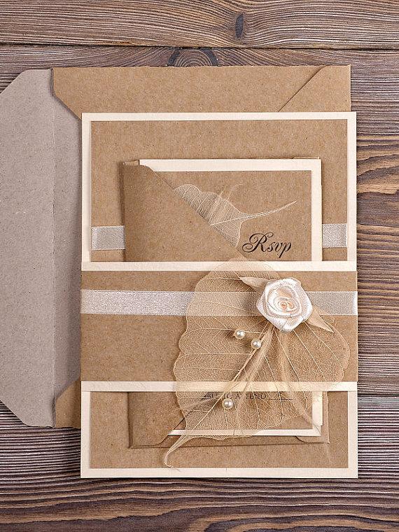 Свадьба - Natural Burlap Wedding Invitation -  Country Style Wedding Invitations