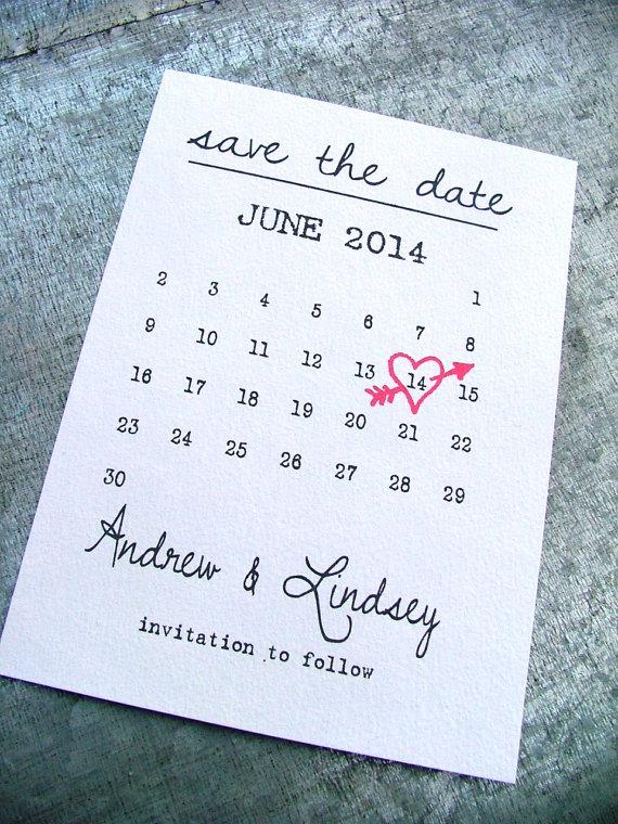 Wedding - Printable Save the date cards, heart date save the date cards - New