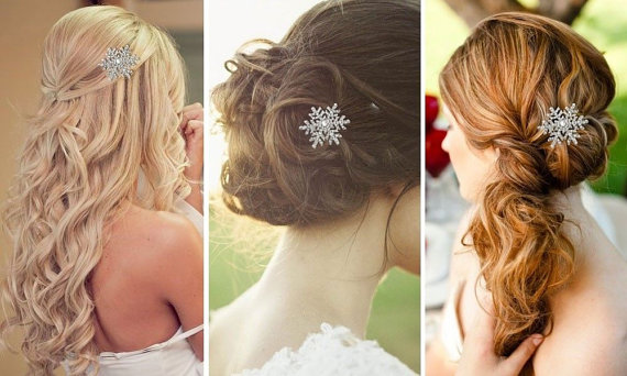 زفاف - Winter Wedding Comb -   Rhinestone Snowflake Comb