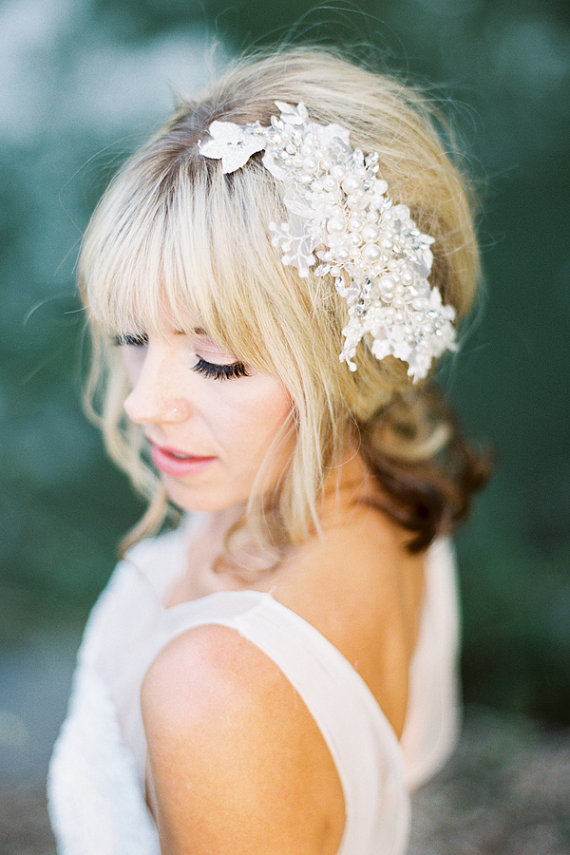 Hochzeit - Clementine  Pearls  Swarovski Headpiece  Comb Bridal  Wedding - New