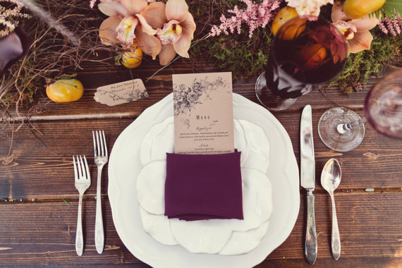 Hochzeit - MENU CARD - Ideal for Weddings -  Rehersal Dinners
