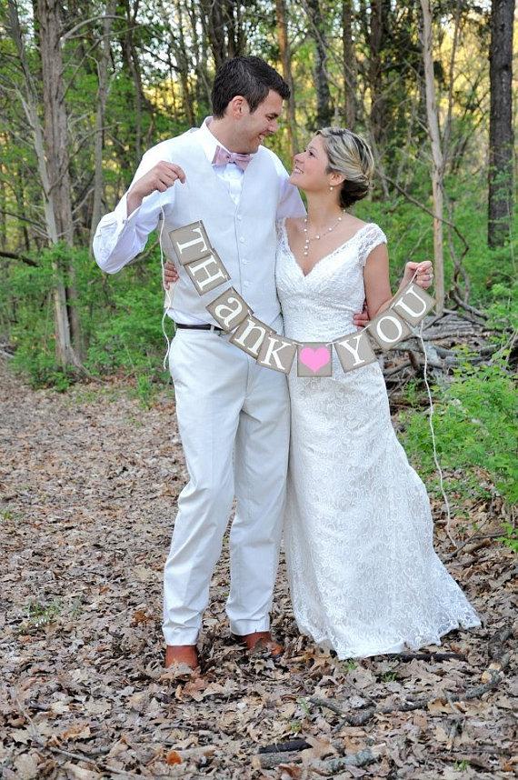 Свадьба - Thank You Sign - Rustic Wedding Banner Photo Prop - Wedding Sign - Wedding Decoration - New