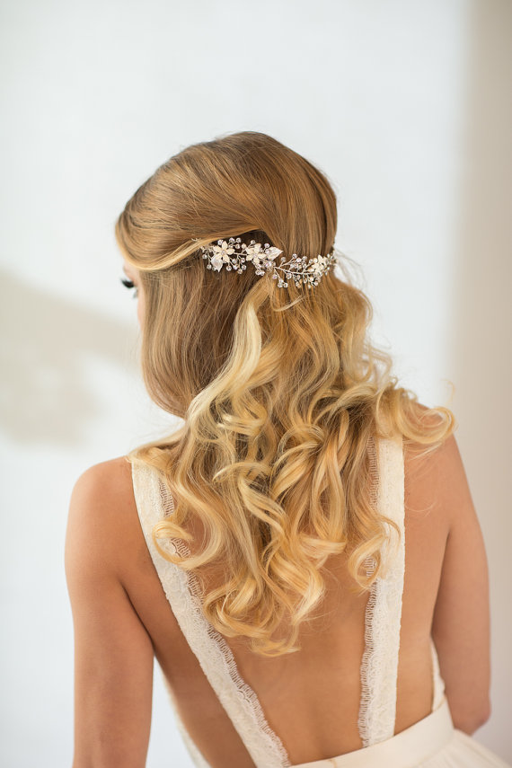 Hochzeit - Wedding Hair Vine,  Floral Hair Vine, Bridal Hair Accessory - New