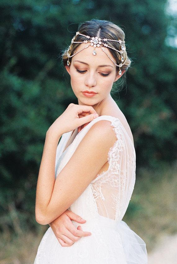 زفاف - Melora  Swarovski Crystal Headband  Silver Bridal Headpiece  Wedding - New