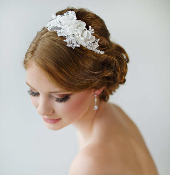 زفاف - Bridal Headband, Floral Headband, Ivory Lace Headband, Wedding Headpiece, Bridal Hair Accessories, Wedding Hair Accessory - LAYLA - New