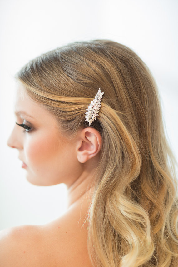 Wedding - Wedding Hair Clip, Wedding Hair Accessory, Bridal Hair Clip, Crystal Hair Clip - New