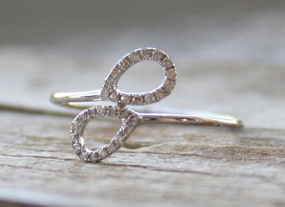 Wedding - Diamond Paisley Wrapararound Ring in 18K White Gold - New