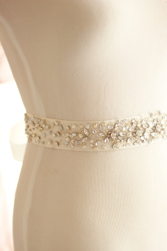 Mariage - Rhinestone wedding belt, heavily beaded crystal sash, bridal sash, crystal bridal sash - New