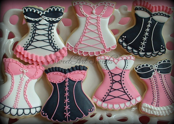 Wedding - Corset cookies - 1 dozen bustier cookies - lingerie cookies - bachelorette cookies - New
