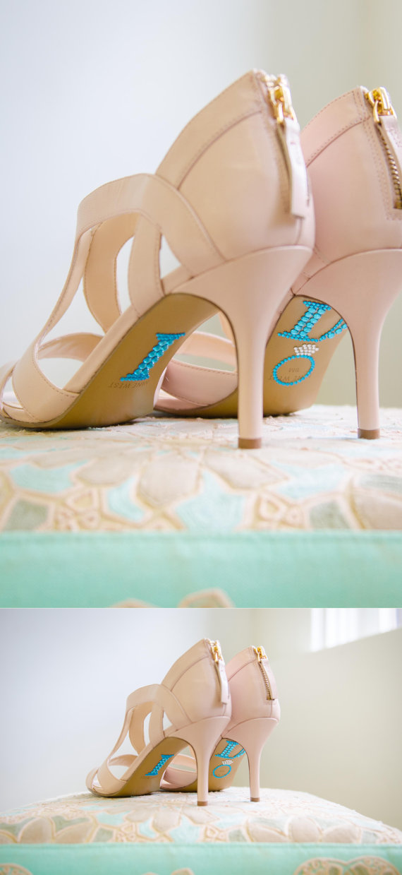 Hochzeit - BLUE "I Do" Wedding Shoe Rhinestone Applique - New