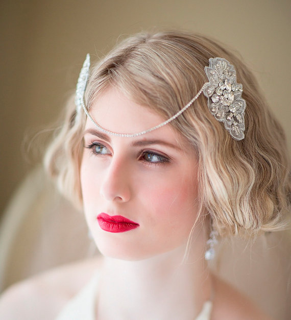 زفاف - Wedding Hair Accessory, Bridal Head Piece, Gatsby Style Head Piece - New