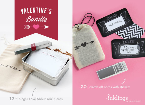 Hochzeit - Valentine's Day Bundle // 20 Scratch-off Love Notes // 12 "Things I Love About You" Cards - New