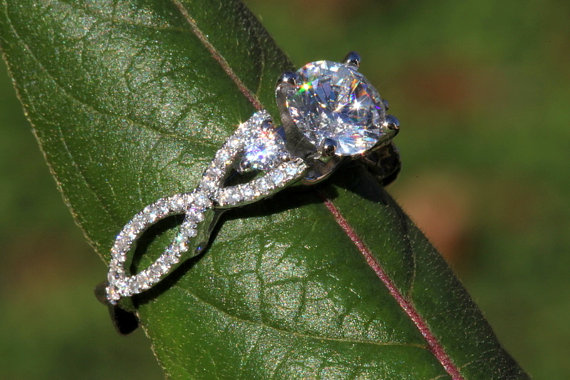 Hochzeit - Diamond Engagement Ring SETTING semi mount- Round - Pave - Antique Style - 14K white gold - Weddings- Luxury- Brides - Bp002 - New