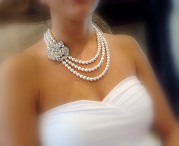 Hochzeit - Bridal pearl necklace -  Wedding necklace