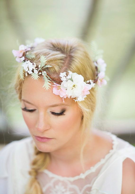 زفاف - wedding flower crown circlet
