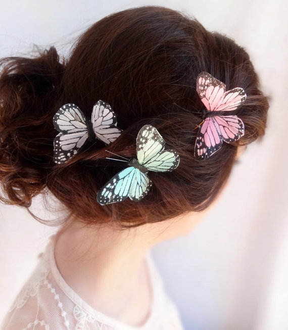 Свадьба - hair pin butterflies