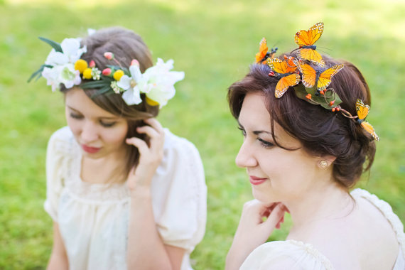 Wedding - monarch butterfly hair circlet