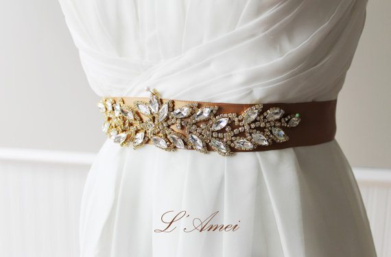 زفاف - Hand-sewn Rhinestone Crystal Wedding Bridal  Belt