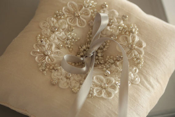 Hochzeit - Ring Bearer Pillow - Ash Ivory (Made to Order) - New