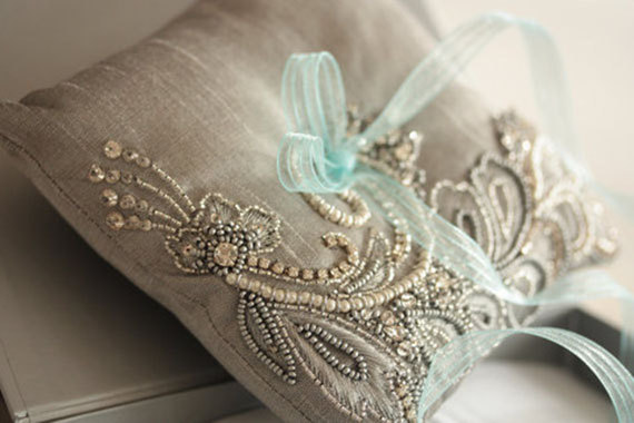 Свадьба - Wedding Ring Pillow - Nico Grey (Made to Order) - New