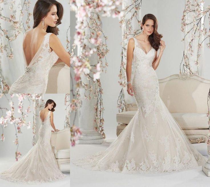 زفاف - 2015 New Custom Mermaid Applique Lace Bridal Wedding Dress Formal Party Dress